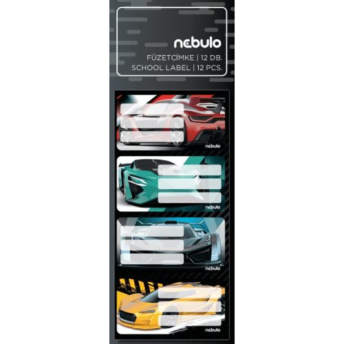 Sportautó füzetcímke 12 db-os, Nebulo