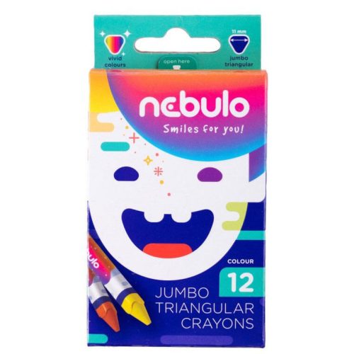 Zsírkréta készlet 12 db-os, vastag, Nebulo