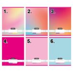 Lányos tűzött füzet A/4, 32 lap, kockás, Monochrome és Gradient minták I., Nebulo