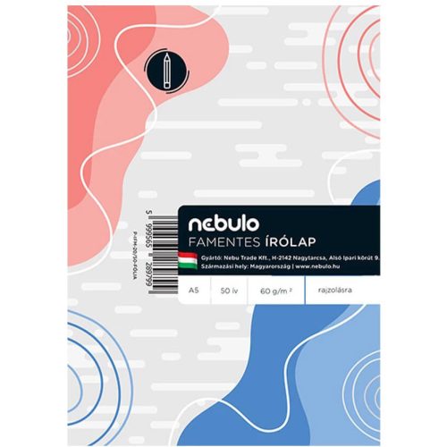 Írólap A/5, famentes, 50 lap/csomag, 60g, Nebulo