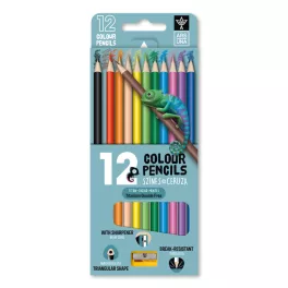   Színes ceruzakészlet 12 db-os, hegyezővel, Ars Una, háromszög test