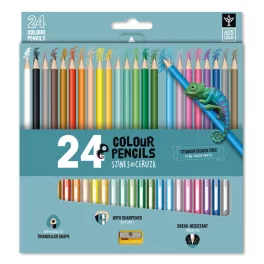   Színes ceruzakészlet 24 db-os, hegyezővel, Ars Una, háromszög test