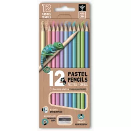   Színes ceruzakészlet 12 db-os, hegyezővel, Ars Una, háromszög test, pasztell