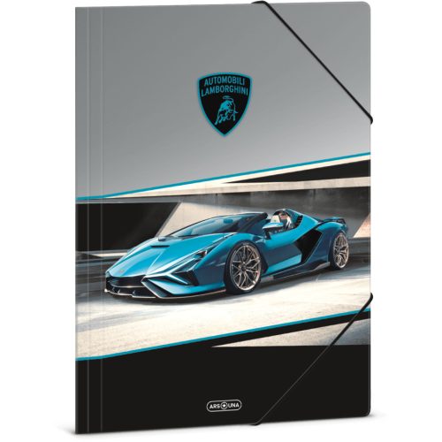Lamborghini, autós gumis mappa A/4, fekete-szürke-kék