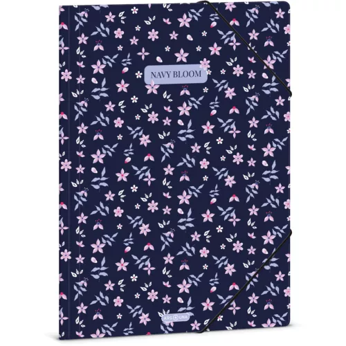 Ars Una gumis mappa A/4, Navy Bloom, sötétkék, virágos