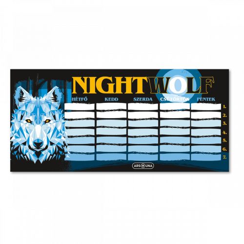 Nightwolf órarend, 23x11 cm, kétoldalas