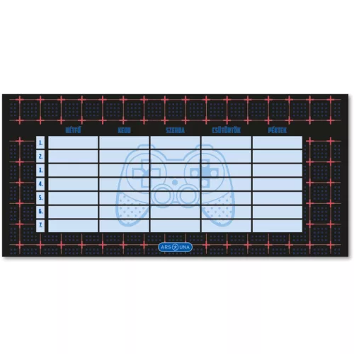 Gamers Hud órarend, 23x11cm, kétoldalas, Ars Una