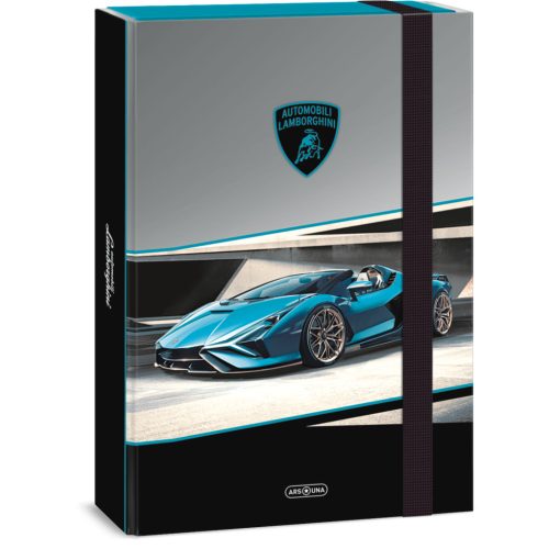 Lamborghini, autós füzetbox A/4, fekete-szürke-kék