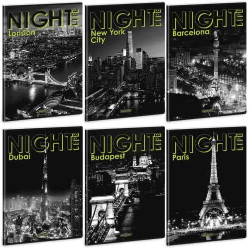 Ars Una tűzött füzet A/4, 40 lap vonalas, többféle, Night Life