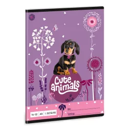   Cuki állatok tűzött füzet A/5, 32 lap vonalas 1.osztály (14-32), puppy, kutyás