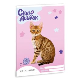   Cuki állatok tűzött füzet A/5, 32 lap vonalas 1.osztály (14-32), bengáli macska