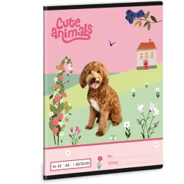   Doggie, kutyás tűzött füzet A/5, 32 lap vonalas 1.osztály (14-32), Cute Animals