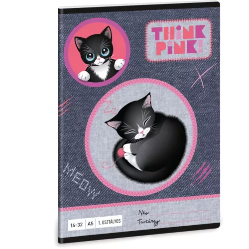 Think Pink, cicás tűzött füzet A/5, 32 lap vonalas 1.osztály (14-32), Ars Una