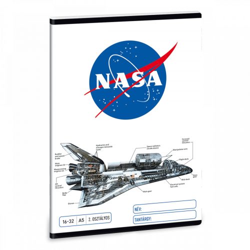NASA tűzött füzet A/5, 32 lap vonalas 2.osztály (16-32)