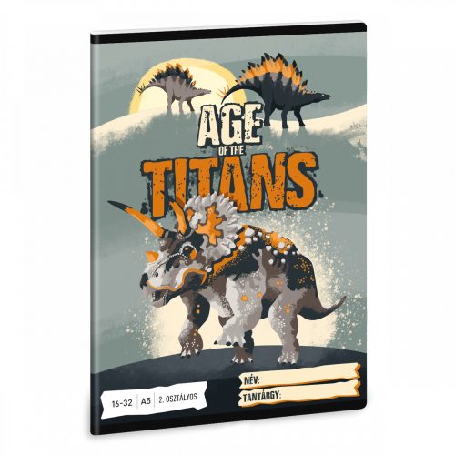 Age of the Titans, dinoszaurusz tűzött füzet A/5, 32 lap vonalas 2.osztály (16-32) 