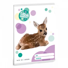   Cuki állatok tűzött füzet A/5, 32 lap vonalas 2.osztály (16-32), őzike