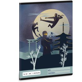   Ninjas tűzött füzet A/5, 32 lap vonalas 2.osztály (16-32), Ninjas in the Dark