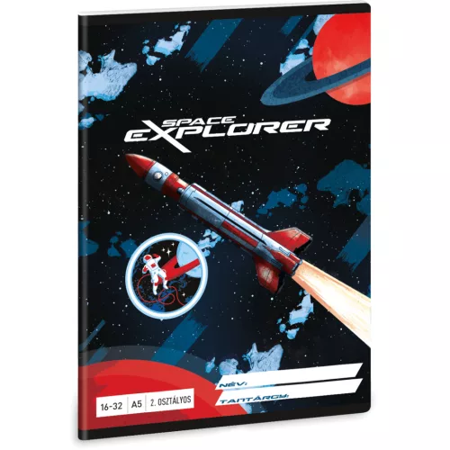 Space Explorer tűzött füzet A/5, 32 lap vonalas 2.osztály (16-32), Ars Una
