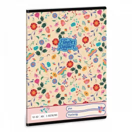   Flower Power, virágos tűzött füzet A/5, 32 lap vonalas 3.osztály (12-32) 