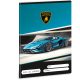 Lamborghini, autós tűzött füzet A/5, 32 lap vonalas 3.osztály (12-32), fekete-szürke-kék