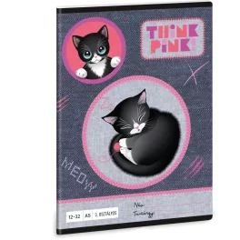   Think Pink, cicás tűzött füzet A/5, 32 lap vonalas 3.osztály (12-32), Ars Una