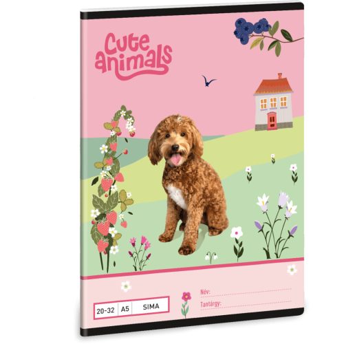 Doggie, kutyás tűzött füzet A/5, 32 lap sima, Cute Animals
