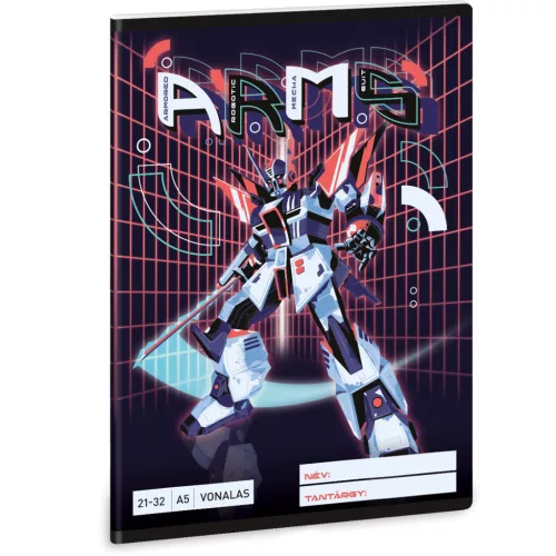 A.R.M.S. robotos tűzött füzet A/5, 32 lap vonalas (21-32), Ars Una