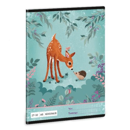 My Secret Garden tűzött füzet A/5, 32 lap kockás, őzikés