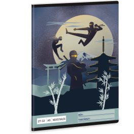   Ninjas tűzött füzet A/5, 32 lap kockás, Ninjas in the Dark