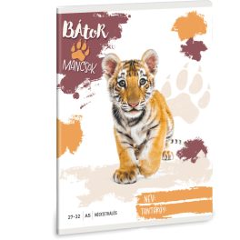 Bátor Mancsok tűzött füzet A/5, 32 lap kockás, tigris