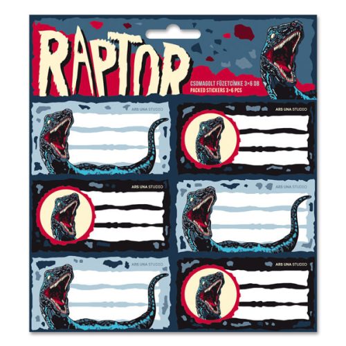 Raptor, Dinoszaurusz füzetcímke 18 db