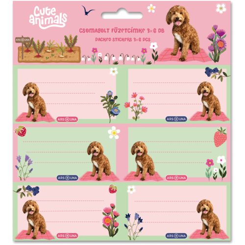 Doggie, kutyás füzetcímke 18 db, Cute Animals