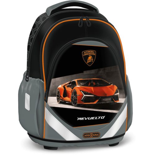 Lamborghini, autós anatómiai iskolatáska, hátizsák, 42x33x22cm, Ars Una, fekete-narancs