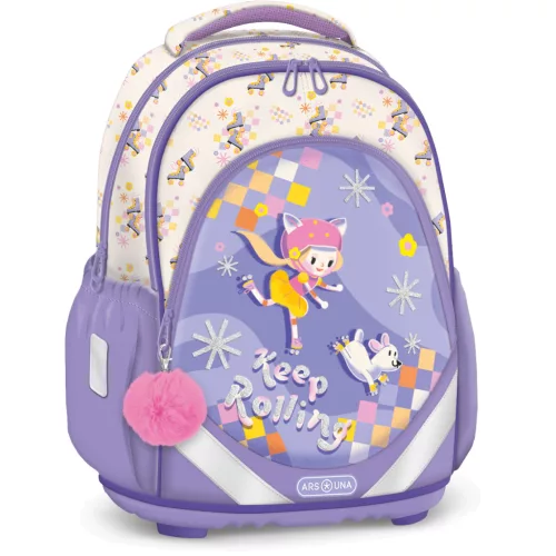 Keep Rolling anatómiai iskolatáska, hátizsák, 43x33x22cm, Ars Una, görkoris kislány