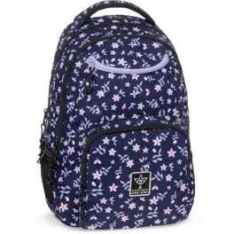   Ars Una hátizsák, iskolatáska, 45x34x26cm, 26l, AU-6, Navy Bloom, sötétkék, virágos