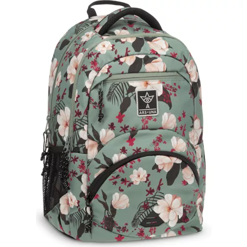Ars Una ergonómikus hátizsák, iskolatáska, 45x33x23cm, 27l, Flowery Green