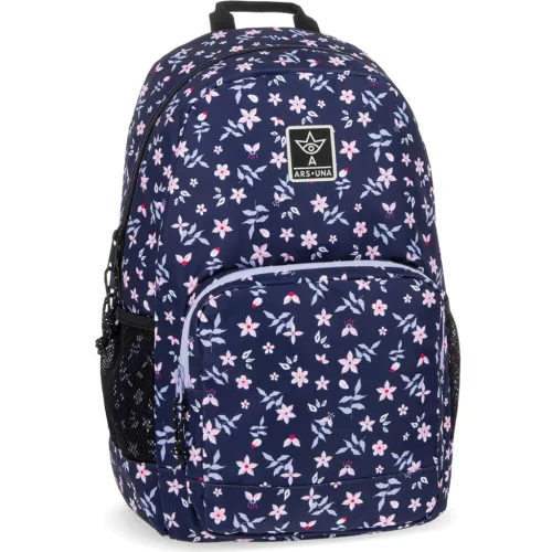 Ars Una hátizsák, iskolatáska, 48x32x25cm, 26l, AU-14, Navy Bloom, sötétkék, virágos