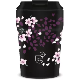   Thermo bögre, duplafalú, 350ml, Ars Una, Sakura, fekete, virágos