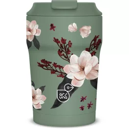   Thermo bögre, duplafalú, 350ml, Ars Una, Flowery Green, zöld, virágos