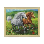 Gyémántfestés szett, lovak a réten, 50x40cm