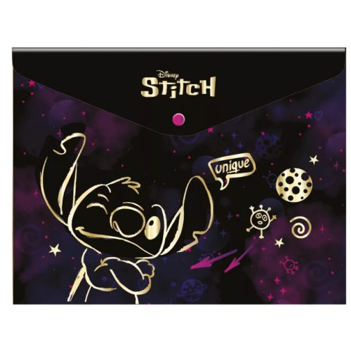 Irattartó tasak A/4, patentos, műanyag, CoolPack, Stitch GOLD