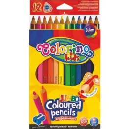   Színes ceruzakészlet 12 db-os, hegyezővel, Colorino JUMBO trio, háromszög test