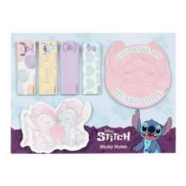   Stitch jegyzettömb-, jelölőcímke készlet, 6 db-os, asztali tartóval, You make my heart smile