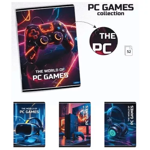 Lastva tűzött füzet A/4, vonalas, 52 lapos, PC Games