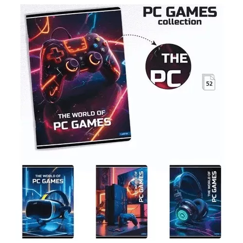 Lastva tűzött füzet A/5, kockás, 52 lapos, PC Games