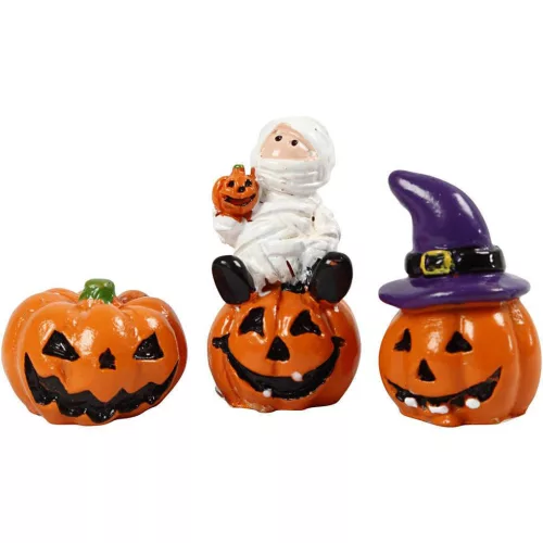 Halloweeni figurák, 3 db/csomag, 1,5-3,5cm magas