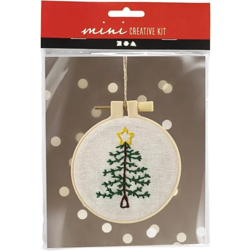 Mini karácsonyi kreatív szett, hímzőszett, karácsonyfa