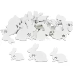 Fa nyuszi formák virágmintával, fehér, 3,5-5 cm-es, 30 db/csomag