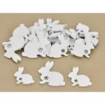 Fa nyuszi formák virágmintával, fehér, 3,5-5 cm-es, 30 db/csomag