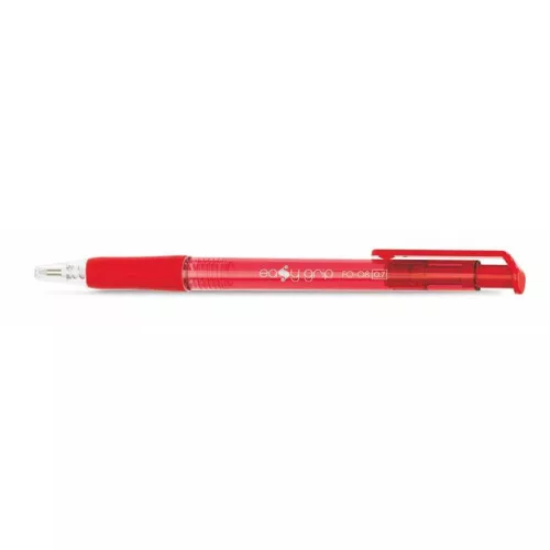 Golyóstoll, Flexoffice EasyGrip, piros, 0,4 mm, nyomógombos